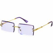 zeroUV Luxe Color Tinted Bevelled Lens Metal Rectangle Sunglasses D224 Sunglasses White Smoke Gold / Yellow,Gold / Purple,Gold / Pink,Gold / Red,Silver / Blue