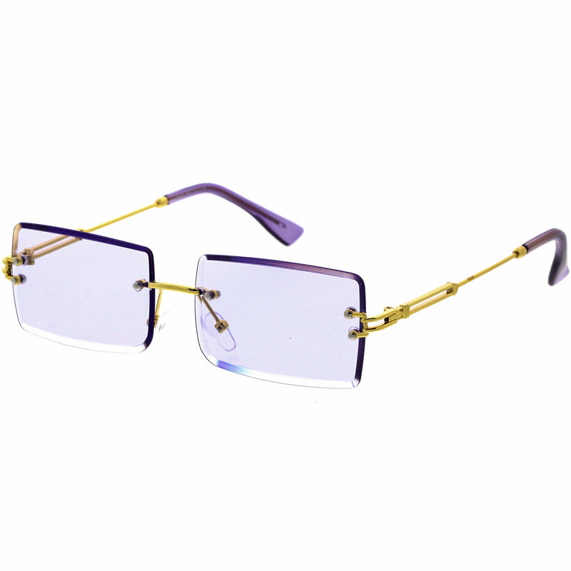zeroUV Luxe Color Tinted Bevelled Lens Metal Rectangle Sunglasses D224 Sunglasses White Smoke Gold / Yellow,Gold / Purple,Gold / Pink,Gold / Red,Silver / Blue