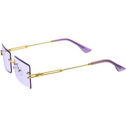 zeroUV Luxe Color Tinted Bevelled Lens Metal Rectangle Sunglasses D224 Sunglasses White Smoke Gold / Yellow,Gold / Purple,Gold / Pink,Gold / Red,Silver / Blue