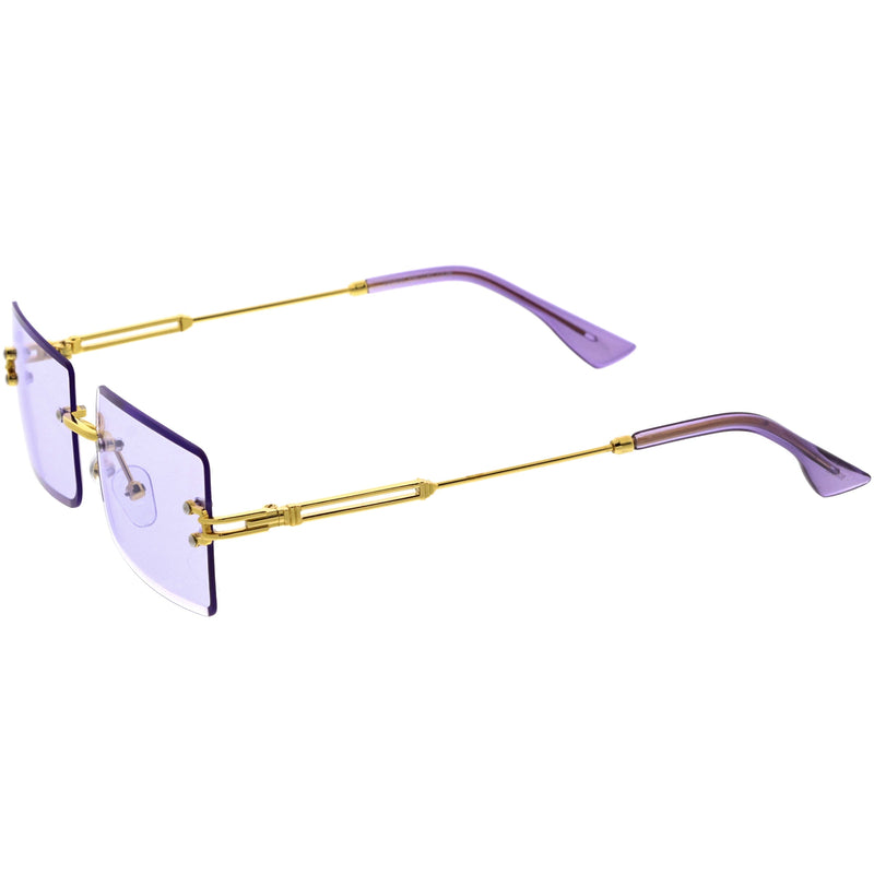 zeroUV Luxe Color Tinted Bevelled Lens Metal Rectangle Sunglasses D224 Sunglasses White Smoke Gold / Yellow,Gold / Purple,Gold / Pink,Gold / Red,Silver / Blue
