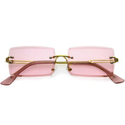 zeroUV Luxe Color Tinted Bevelled Lens Metal Rectangle Sunglasses D224 Sunglasses White Smoke Gold / Pink