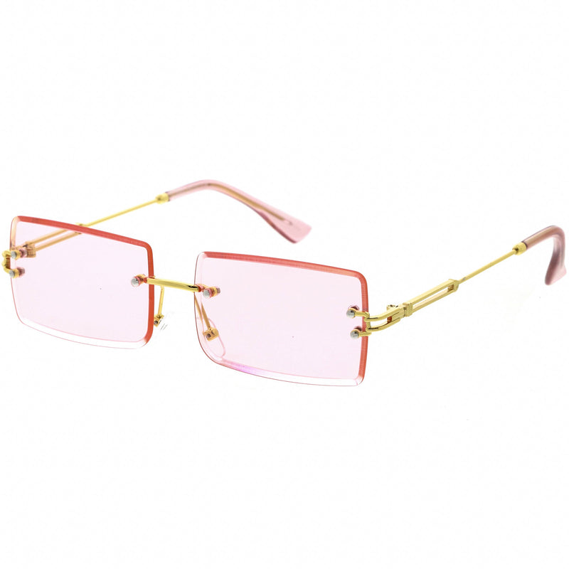 zeroUV Luxe Color Tinted Bevelled Lens Metal Rectangle Sunglasses D224 Sunglasses White Smoke Gold / Yellow,Gold / Purple,Gold / Pink,Gold / Red,Silver / Blue