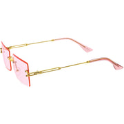 zeroUV Luxe Color Tinted Bevelled Lens Metal Rectangle Sunglasses D224 Sunglasses White Smoke Gold / Yellow,Gold / Purple,Gold / Pink,Gold / Red,Silver / Blue