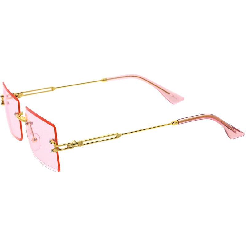 zeroUV Luxe Color Tinted Bevelled Lens Metal Rectangle Sunglasses D224 Sunglasses White Smoke Gold / Yellow,Gold / Purple,Gold / Pink,Gold / Red,Silver / Blue