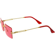 zeroUV Luxe Color Tinted Bevelled Lens Metal Rectangle Sunglasses D224 Sunglasses White Smoke Gold / Yellow,Gold / Purple,Gold / Pink,Gold / Red,Silver / Blue