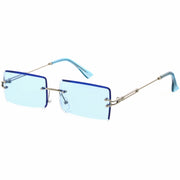 zeroUV Luxe Color Tinted Bevelled Lens Metal Rectangle Sunglasses D224 Sunglasses White Smoke Gold / Yellow,Gold / Purple,Gold / Pink,Gold / Red,Silver / Blue