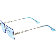 zeroUV Luxe Color Tinted Bevelled Lens Metal Rectangle Sunglasses D224 Sunglasses White Smoke Gold / Yellow,Gold / Purple,Gold / Pink,Gold / Red,Silver / Blue
