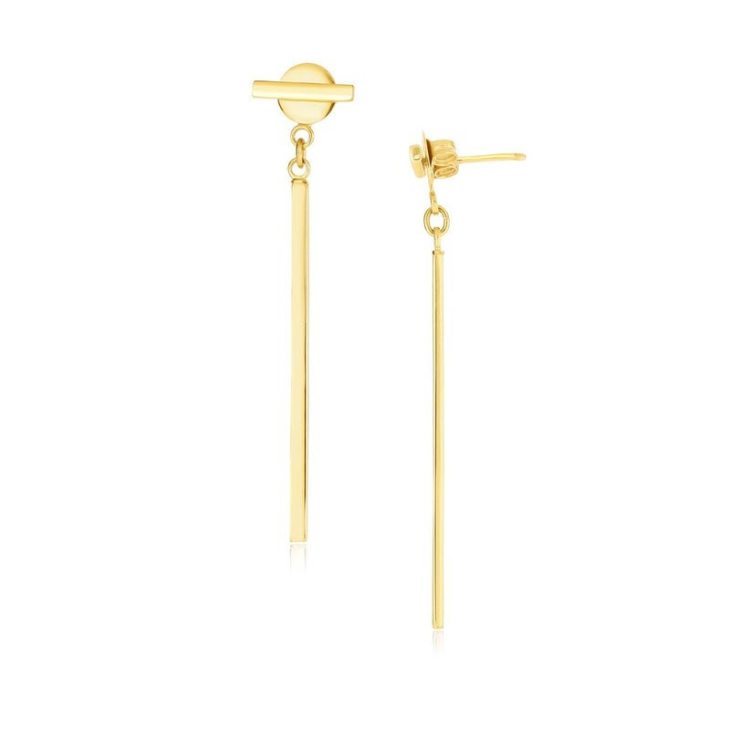 Bids.com 14k Yellow Gold Modern Disc and Bar Drop Earrings Earrings White Smoke Yellow Gold