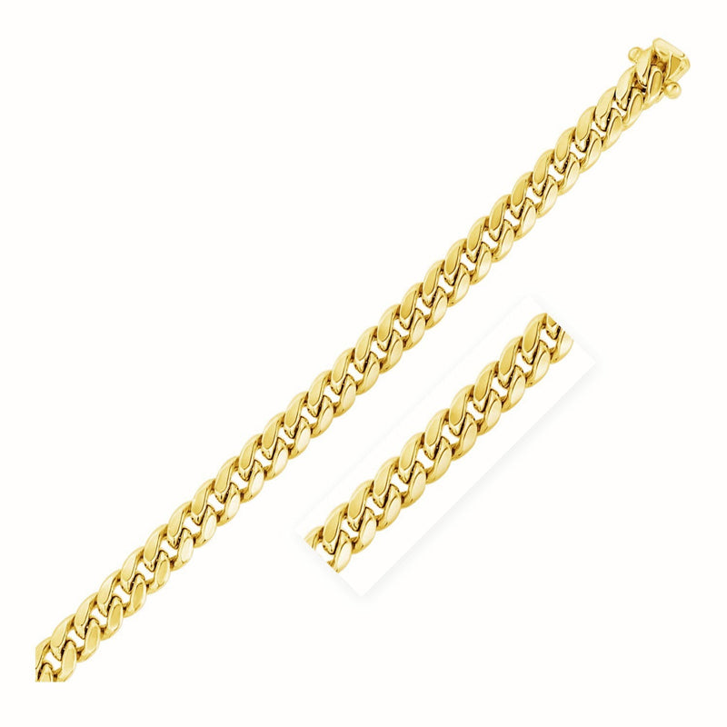 Bids.com 7.25mm 10k Yellow Gold Semi Solid Miami Cuban Chain Necklaces White Smoke 24 / Yellow Gold,26 / Yellow Gold