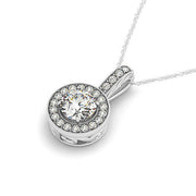 Bids.com Milgrain Edge Diamond Halo Pendant in 14k White Gold (5/8 cttw) Necklaces White Smoke 18 / White Gold