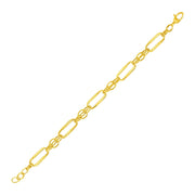 Bids.com 14k Yellow Gold Bracelet with Polished Rectangular Oval Links Bracelets White Smoke 8 / Yellow Gold