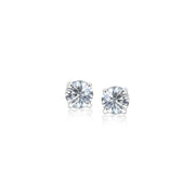 Bids.com 14k White Gold 3mm Faceted White Cubic Zirconia Stud Earrings Earrings White Smoke White Gold