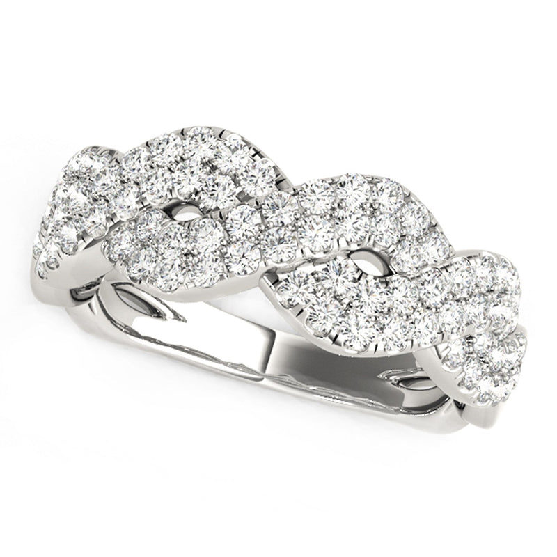 Bids.com Diamond Studded Interlocking Waves Ring in 14k White Gold (5/8 cttw) Rings White Smoke 3 / White Gold,3.5 / White Gold,4 / White Gold,4.5 / White Gold,5 / White Gold,5.5 / White Gold,6 / White Gold,6.5 / White Gold,7 / White Gold,7.5 / White Gold,8 / White Gold,8.5 / White Gold,9 / White Gold