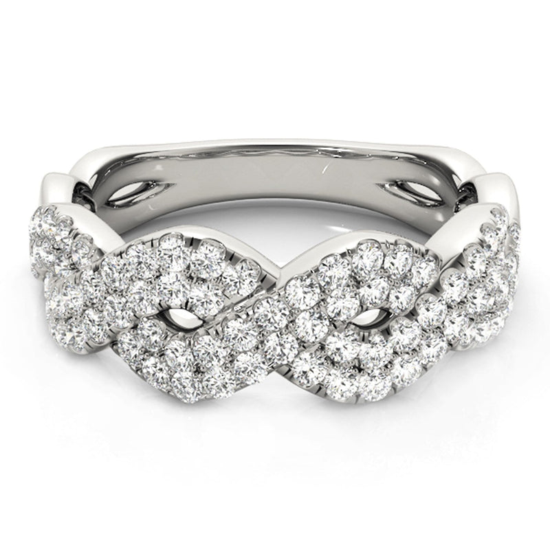 Bids.com Diamond Studded Interlocking Waves Ring in 14k White Gold (5/8 cttw) Rings White Smoke 3 / White Gold,3.5 / White Gold,4 / White Gold,4.5 / White Gold,5 / White Gold,5.5 / White Gold,6 / White Gold,6.5 / White Gold,7 / White Gold,7.5 / White Gold,8 / White Gold,8.5 / White Gold,9 / White Gold