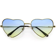 zeroUV Sweet Gradient Lens Rainbow Fashion Metal Heart Sunglasses D239 Sunglasses White Smoke Gold / Blue Yellow Fade