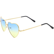 zeroUV Sweet Gradient Lens Rainbow Fashion Metal Heart Sunglasses D239 Sunglasses White Smoke Gold / Blue Yellow Fade,Gold / Purple Yellow Fade,Gold / Purple Pink Fade,Gold / Blue Pink Fade,Gold / Pink Blue Fade