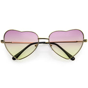 zeroUV Sweet Gradient Lens Rainbow Fashion Metal Heart Sunglasses D239 Sunglasses White Smoke Gold / Purple Yellow Fade