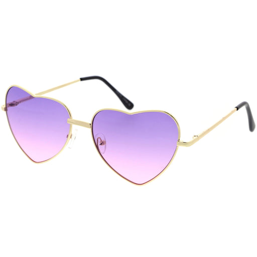 zeroUV Sweet Gradient Lens Rainbow Fashion Metal Heart Sunglasses D239 Sunglasses White Smoke Gold / Blue Yellow Fade,Gold / Purple Yellow Fade,Gold / Purple Pink Fade,Gold / Blue Pink Fade,Gold / Pink Blue Fade