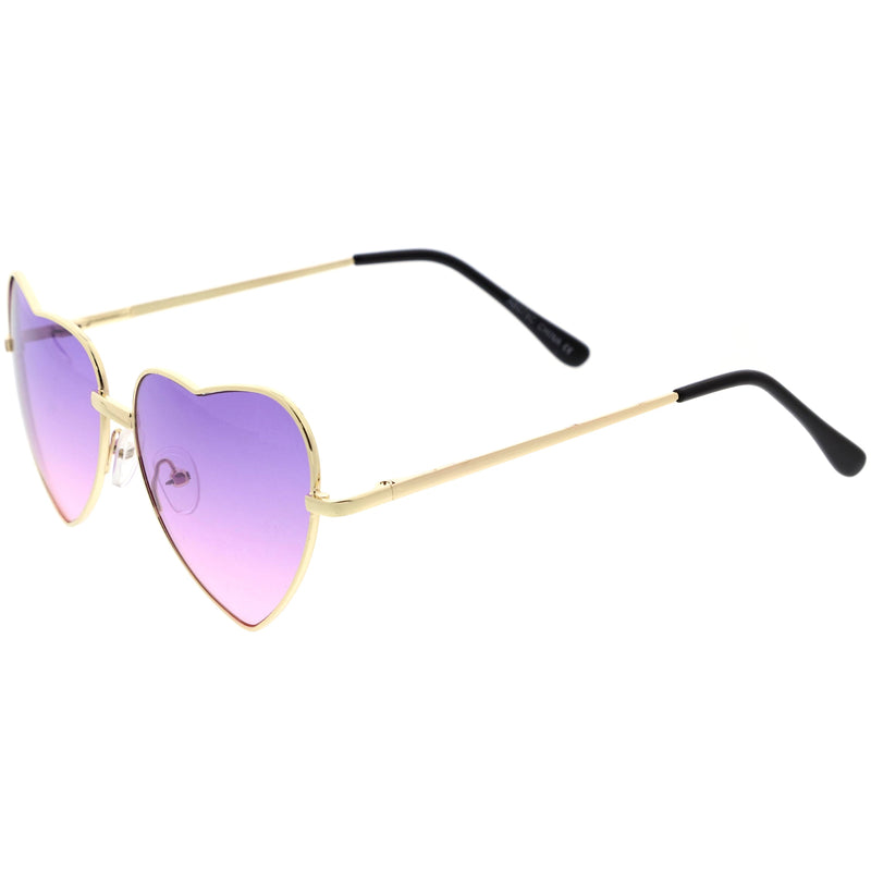 zeroUV Sweet Gradient Lens Rainbow Fashion Metal Heart Sunglasses D239 Sunglasses White Smoke Gold / Blue Yellow Fade,Gold / Purple Yellow Fade,Gold / Purple Pink Fade,Gold / Blue Pink Fade,Gold / Pink Blue Fade