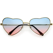 zeroUV Sweet Gradient Lens Rainbow Fashion Metal Heart Sunglasses D239 Sunglasses White Smoke Gold / Blue Pink Fade