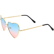 zeroUV Sweet Gradient Lens Rainbow Fashion Metal Heart Sunglasses D239 Sunglasses White Smoke Gold / Blue Yellow Fade,Gold / Purple Yellow Fade,Gold / Purple Pink Fade,Gold / Blue Pink Fade,Gold / Pink Blue Fade