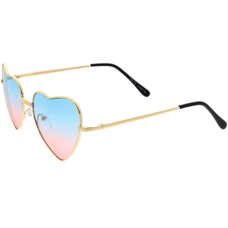 zeroUV Sweet Gradient Lens Rainbow Fashion Metal Heart Sunglasses D239 Sunglasses White Smoke Gold / Blue Yellow Fade,Gold / Purple Yellow Fade,Gold / Purple Pink Fade,Gold / Blue Pink Fade,Gold / Pink Blue Fade
