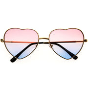 zeroUV Sweet Gradient Lens Rainbow Fashion Metal Heart Sunglasses D239 Sunglasses White Smoke Gold / Pink Blue Fade