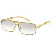 zeroUV Classy Dapper Neutral Metal Crossbar Square Sunglasses D245 Sunglasses White Smoke Gold Marble / Clear Fade,Gold / Clear Fade,Silver / Clear Fade,Gunmetal / Lavender,Gold / Amber