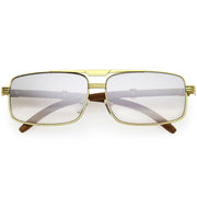 zeroUV Classy Dapper Neutral Metal Crossbar Square Sunglasses D245 Sunglasses Lavender Gold / Clear Fade