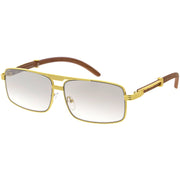 zeroUV Classy Dapper Neutral Metal Crossbar Square Sunglasses D245 Sunglasses White Smoke Gold Marble / Clear Fade,Gold / Clear Fade,Silver / Clear Fade,Gunmetal / Lavender,Gold / Amber