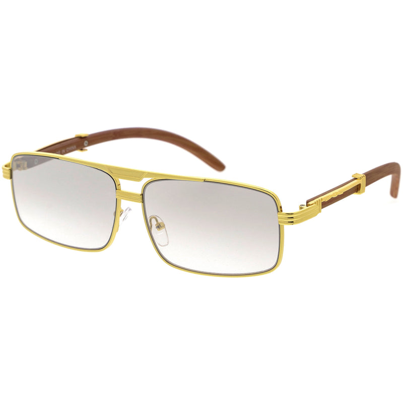 zeroUV Classy Dapper Neutral Metal Crossbar Square Sunglasses D245 Sunglasses White Smoke Gold Marble / Clear Fade,Gold / Clear Fade,Silver / Clear Fade,Gunmetal / Lavender,Gold / Amber