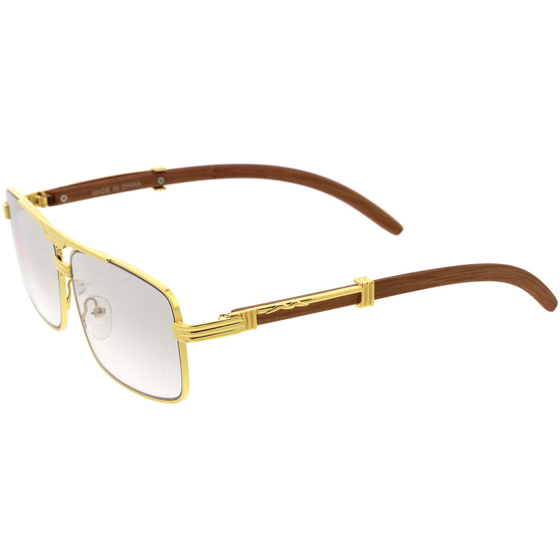 zeroUV Classy Dapper Neutral Metal Crossbar Square Sunglasses D245 Sunglasses White Smoke Gold Marble / Clear Fade,Gold / Clear Fade,Silver / Clear Fade,Gunmetal / Lavender,Gold / Amber
