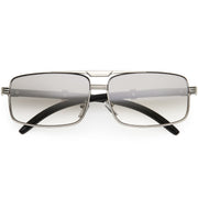 zeroUV Classy Dapper Neutral Metal Crossbar Square Sunglasses D245 Sunglasses White Smoke Silver / Clear Fade