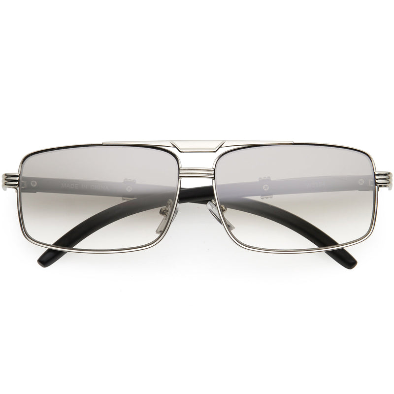 zeroUV Classy Dapper Neutral Metal Crossbar Square Sunglasses D245 Sunglasses White Smoke Silver / Clear Fade