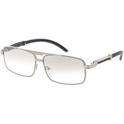 zeroUV Classy Dapper Neutral Metal Crossbar Square Sunglasses D245 Sunglasses White Smoke Gold Marble / Clear Fade,Gold / Clear Fade,Silver / Clear Fade,Gunmetal / Lavender,Gold / Amber
