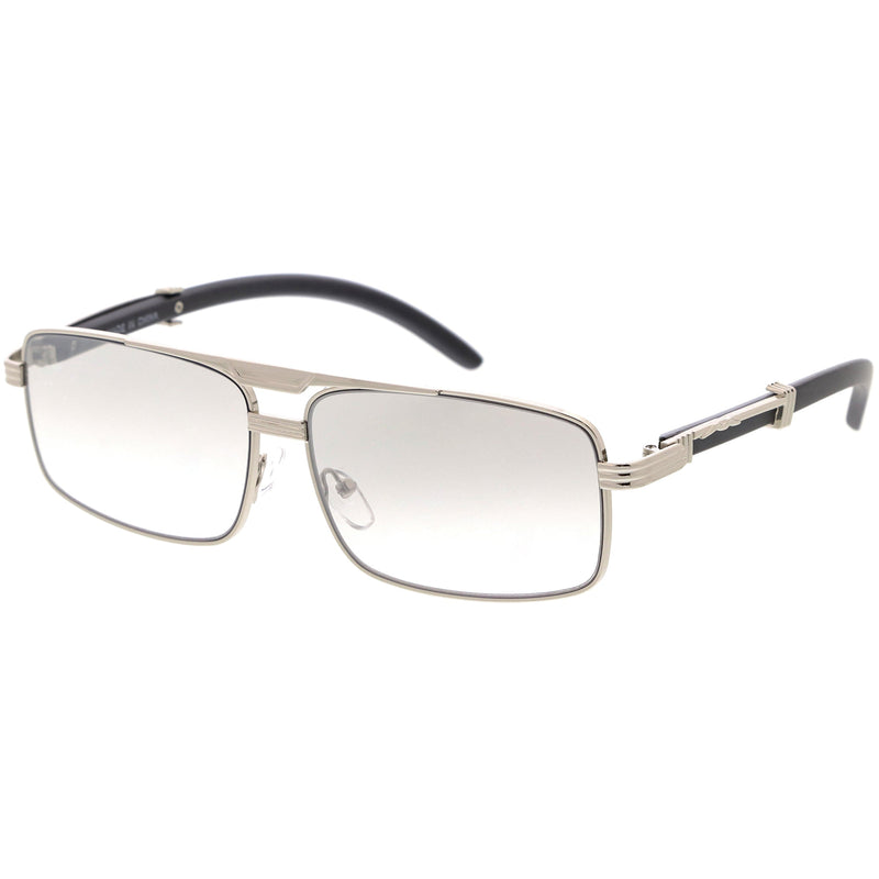 zeroUV Classy Dapper Neutral Metal Crossbar Square Sunglasses D245 Sunglasses White Smoke Gold Marble / Clear Fade,Gold / Clear Fade,Silver / Clear Fade,Gunmetal / Lavender,Gold / Amber