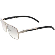 zeroUV Classy Dapper Neutral Metal Crossbar Square Sunglasses D245 Sunglasses White Smoke Gold Marble / Clear Fade,Gold / Clear Fade,Silver / Clear Fade,Gunmetal / Lavender,Gold / Amber