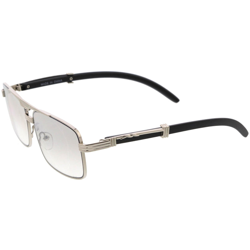zeroUV Classy Dapper Neutral Metal Crossbar Square Sunglasses D245 Sunglasses White Smoke Gold Marble / Clear Fade,Gold / Clear Fade,Silver / Clear Fade,Gunmetal / Lavender,Gold / Amber