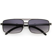 zeroUV Classy Dapper Neutral Metal Crossbar Square Sunglasses D245 Sunglasses White Smoke Gunmetal / Lavender