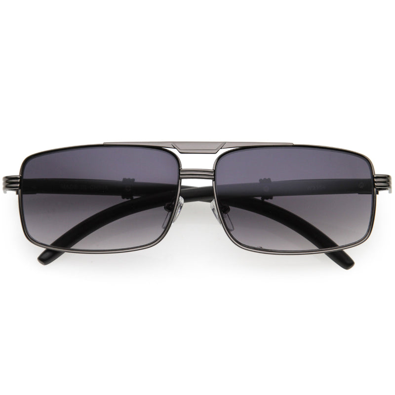 zeroUV Classy Dapper Neutral Metal Crossbar Square Sunglasses D245 Sunglasses White Smoke Gunmetal / Lavender