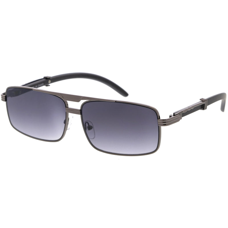 zeroUV Classy Dapper Neutral Metal Crossbar Square Sunglasses D245 Sunglasses White Smoke Gold Marble / Clear Fade,Gold / Clear Fade,Silver / Clear Fade,Gunmetal / Lavender,Gold / Amber