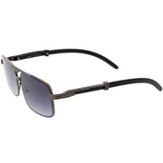 zeroUV Classy Dapper Neutral Metal Crossbar Square Sunglasses D245 Sunglasses White Smoke Gold Marble / Clear Fade,Gold / Clear Fade,Silver / Clear Fade,Gunmetal / Lavender,Gold / Amber