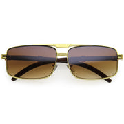 zeroUV Classy Dapper Neutral Metal Crossbar Square Sunglasses D245 Sunglasses White Smoke Gold / Amber