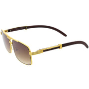zeroUV Classy Dapper Neutral Metal Crossbar Square Sunglasses D245 Sunglasses White Smoke Gold Marble / Clear Fade,Gold / Clear Fade,Silver / Clear Fade,Gunmetal / Lavender,Gold / Amber