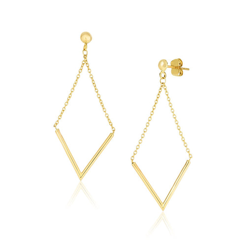 Bids.com 14k Yellow Gold Diamond Shape Chain Drop Earrings Earrings White Smoke Yellow Gold