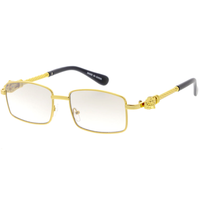 zeroUV Bold Retro Jaguar Metal Plated Detail Square Sunglasses D247 Sunglasses White Smoke Gold / Clear Fade,Silver / Clear Fade,Gunmetal / Lavender,Gold / Amber