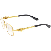 zeroUV Bold Retro Jaguar Metal Plated Detail Square Sunglasses D247 Sunglasses White Smoke Gold / Clear Fade,Silver / Clear Fade,Gunmetal / Lavender,Gold / Amber
