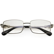 zeroUV Bold Retro Jaguar Metal Plated Detail Square Sunglasses D247 Sunglasses White Smoke Silver / Clear Fade