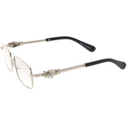 zeroUV Bold Retro Jaguar Metal Plated Detail Square Sunglasses D247 Sunglasses White Smoke Gold / Clear Fade,Silver / Clear Fade,Gunmetal / Lavender,Gold / Amber