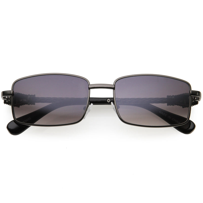zeroUV Bold Retro Jaguar Metal Plated Detail Square Sunglasses D247 Sunglasses White Smoke Gunmetal / Lavender
